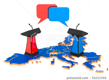 The European Union Debate concept, 3D rendering 50252344