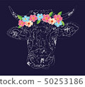 cow with a wreath of flowers,T-shirt print.printed 50253186