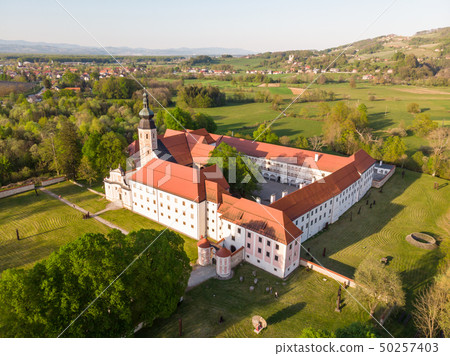 Aerial view of Cistercian monastery Kostanjevica na Krki, homely appointed as Castle Kostanjevica Aerial view of Cistercian monastery Kostanjevica na Krki, homely appointed as Castle Kostanjevica 50257403