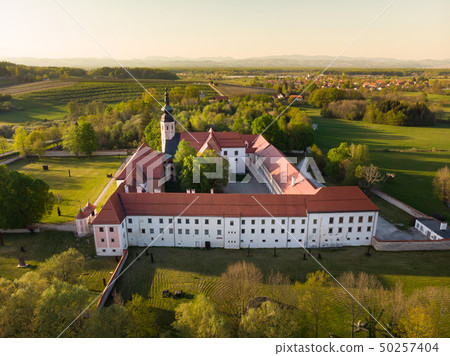 Aerial view of Cistercian monastery Kostanjevica na Krki, homely appointed as Castle Kostanjevica Aerial view of Cistercian monastery Kostanjevica na Krki, homely appointed as Castle Kostanjevica 50257404