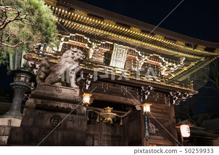 Kyoto Kitano Tenmangu Shrine's Shiba Inu and Tower Gate night view 50259933