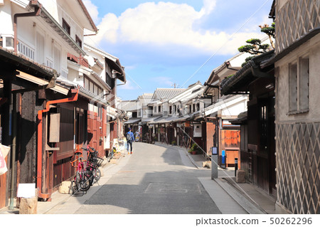 Street with traditional japanese houses, Bikan Street with traditional japanese houses, Bikan 50262296