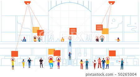 retail store visitors identification facial recognition concept modern shopping mall interior retail store visitors identification facial recognition concept modern shopping mall interior 50265004