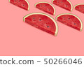 Watermelon slices Place a pattern on a pink 50266046