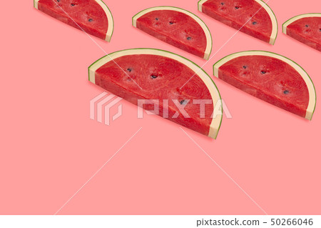 Watermelon slices Place a pattern on a pink 50266046