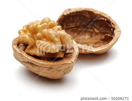 Broken walnuts isolated on white 50266271