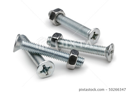 Steel screw and nut isolated on white Steel screw and nut isolated on white 50266347
