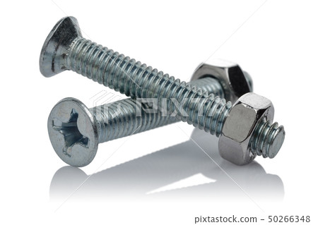 Steel screw and nut isolated on white Steel screw and nut isolated on white 50266348