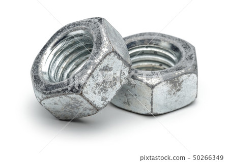 Steel screw nuts isolated on white Steel screw nuts isolated on white 50266349