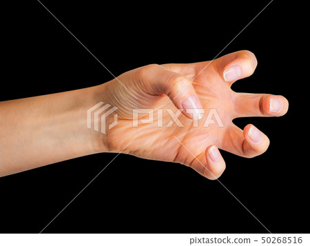 Woman hand with crooked fingers showing magic trick or holding ball 50268516