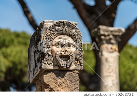 Theater mask - Ostia Antica - Rome Italy 50268721