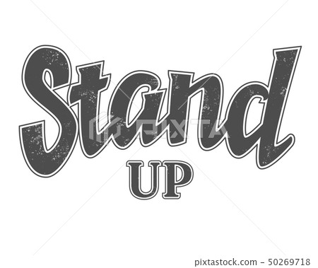 Stand up sign with outline and grange texture 50269718