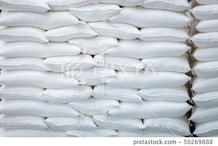 stack of white bag in the warehouse stack of white bag in the warehouse 50269888