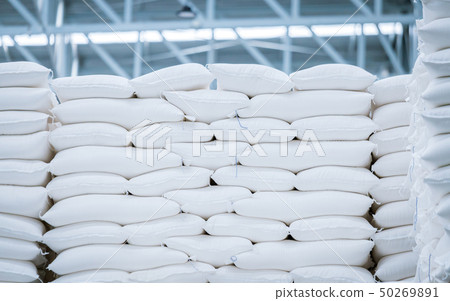 stack of white bag in the warehouse stack of white bag in the warehouse 50269891