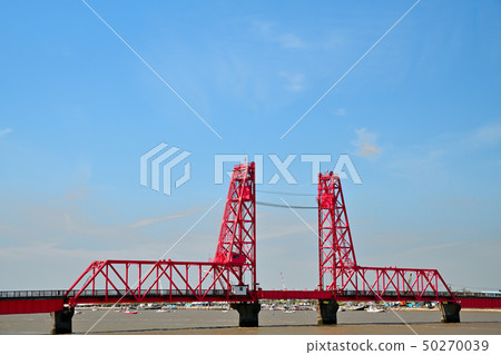 Landscape of the blue sky and Chikugo River rising bridge Landscape of the blue sky and Chikugo River rising bridge 50270039