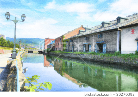 Otaru canal watercolor style illustration 50270392