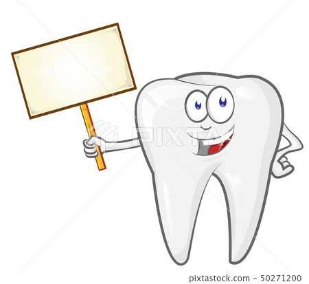 cartoon tooth with signboard, clip art vector 50271200