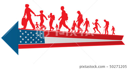 immigration people silhouette moving to USA 50271205
