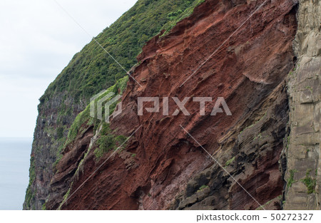 The red wall in front of the island Oki Island in Geopark The red wall in front of the island Oki Island in Geopark 50272327