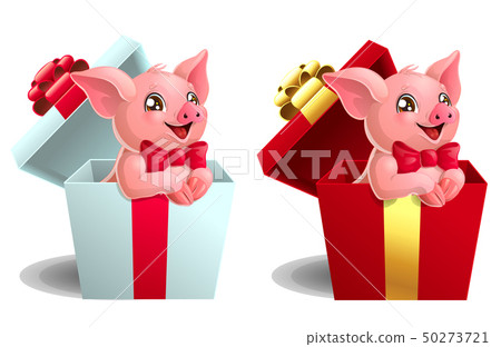 Set lovely pink pig on white or red box Set lovely pink pig on white or red box 50273721