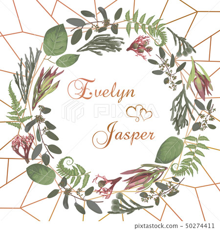 Green vector wreath frame flowers and Green vector wreath frame flowers and 50274411