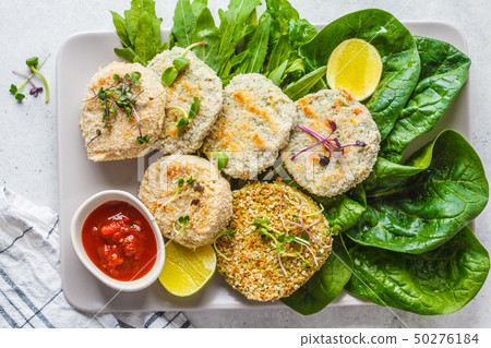 Vegan cutlets (burgers) of lentils, chickpeas 50276184