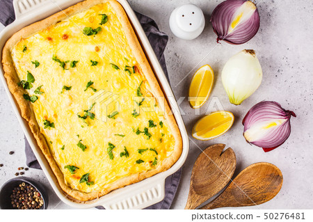 Onion pie with cheese and herbs  50276481