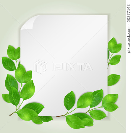 Paper and green leaves - Stock Illustration [50277148] - PIXTA