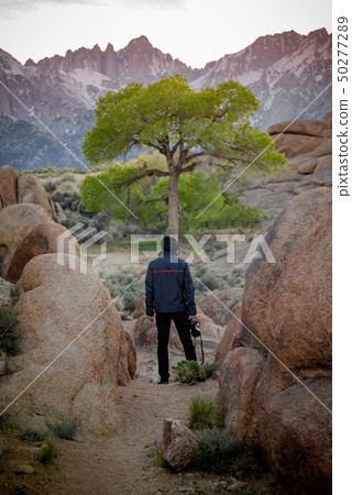 Male tourist enjoy travelling in Alablama Hills 50277289