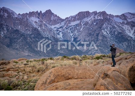 Photographer taking photo of Mount Whitney 50277292