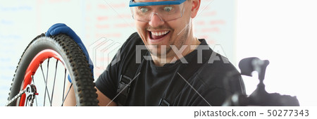 Handsome blogger service man bicycle Handsome blogger service man bicycle 50277343