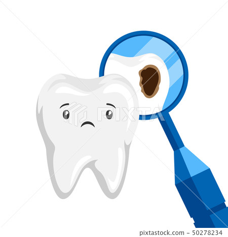Illustration of sick tooth with caries. 50278234