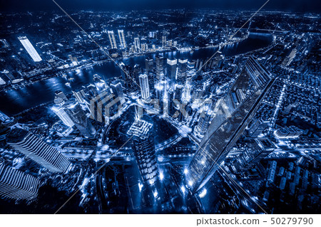 Aerial view of Shanghai Downtown, China. Financial Aerial view of Shanghai Downtown, China. Financial 50279790