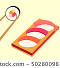 Sushi icons set. Asian food. Flat style food. 50280098