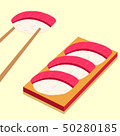Sushi icons set. Asian food. Flat style food. 50280185