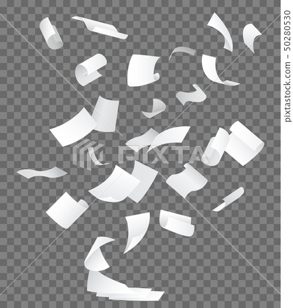 Realistic 3d Detailed White Flying Papers. Vector 50280530