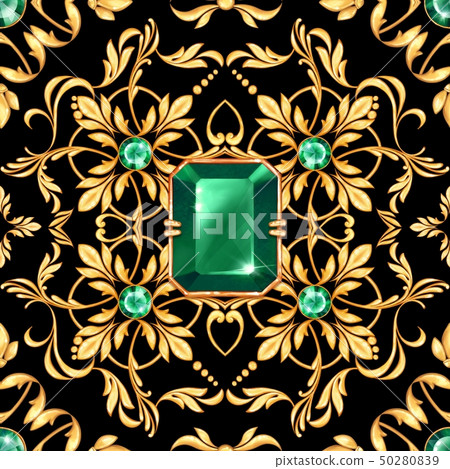 Seamless baroque pattern with gems Seamless baroque pattern with gems 50280839