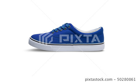 Blue canvas shoes isolated on white background Blue canvas shoes isolated on white background 50280861