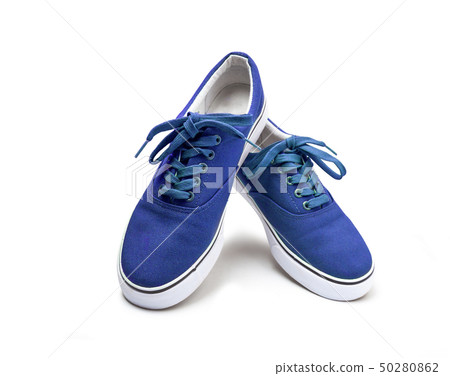 A pair of blue color canvas shoes isolated on 50280862