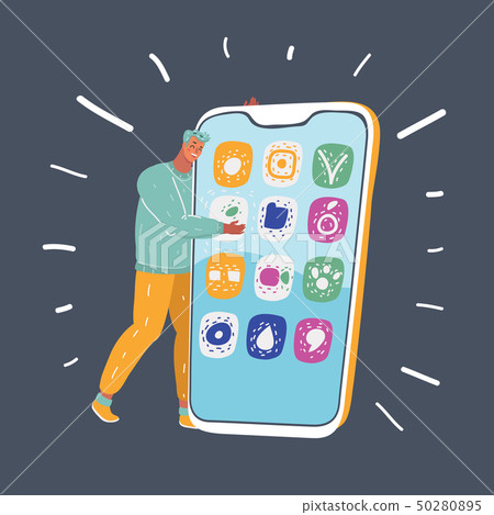 Young man with smartphone. 50280895