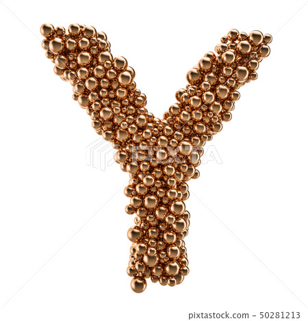 Golden letter Y from gold balls, 3D rendering 50281213