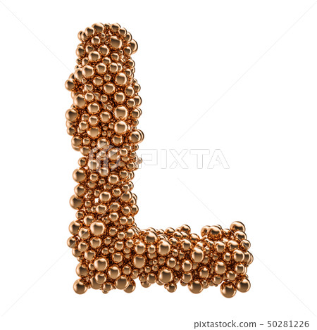 Golden letter L from gold balls, 3D rendering 50281226
