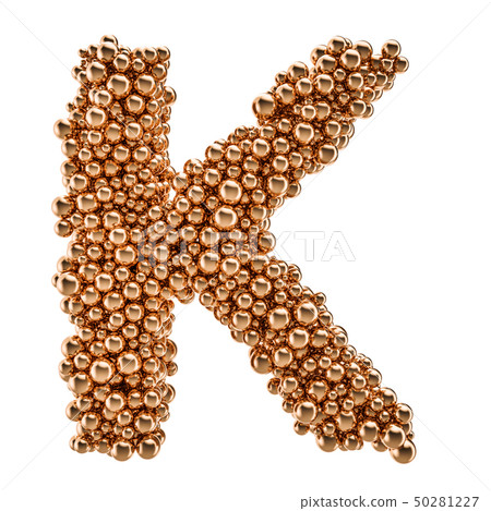 Golden letter K from gold balls, 3D rendering 50281227