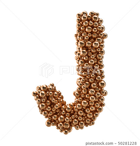 Golden letter J from gold balls, 3D rendering 50281228