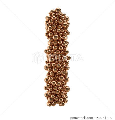 Golden letter I from gold balls, 3D rendering 50281229