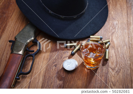 Wild west rifle and ammunitions with glass of Wild west rifle and ammunitions with glass of 50282081