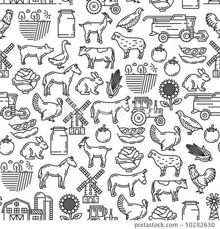Cattle farm agriculture farmer seamless pattern 50282630