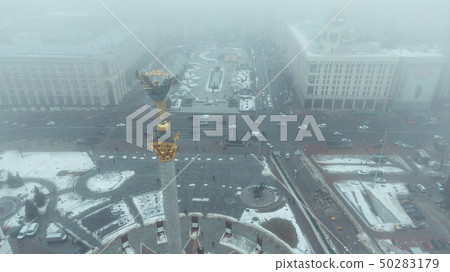 Statue of Berehynia on the top of Independence Monument in Kiev, Ukraine 50283179