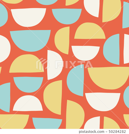 Abstract hand drawn semicircles seamless vector background orange blue yellow white 50284282