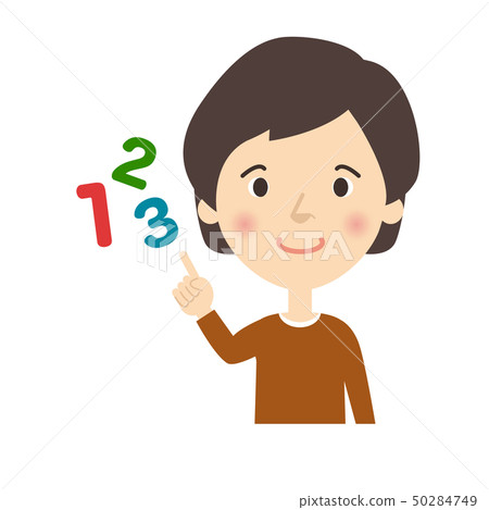 婦女:指向手檢查姿勢數字的媽媽 婦女:指向手檢查姿勢數字的媽媽 50284749